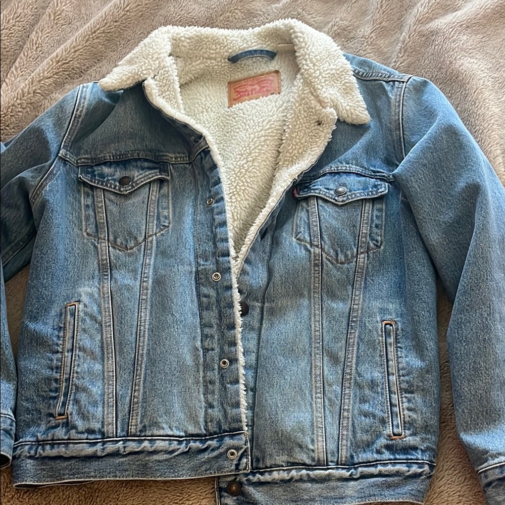 Levi's Blue Denim Sherpa Jacket